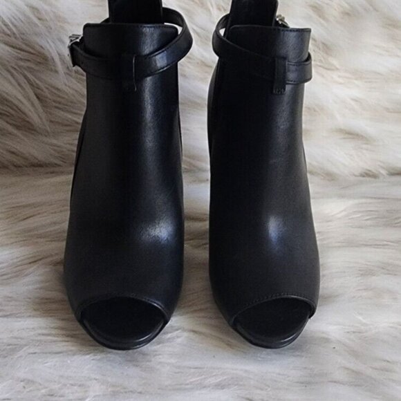 Michael Kors Lawson Booties High Heel Open Toe Black Leather - Picture 3 of 7